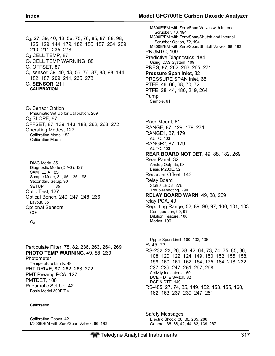 Teledyne GFC-7001E - Trace CO Analyzer User Manual | Page 317 / 321