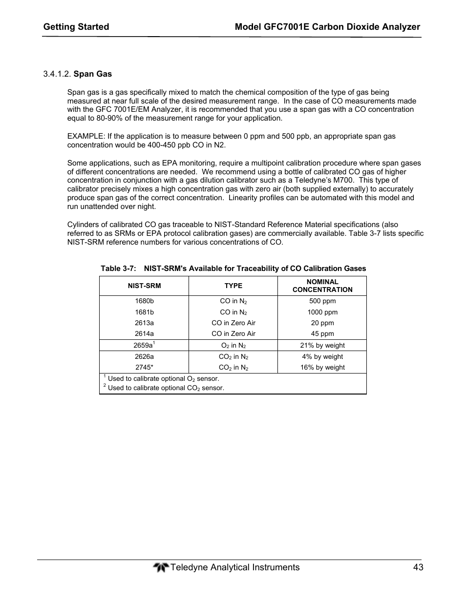 Teledyne GFC-7001E - Trace CO Analyzer User Manual | Page 43 / 321