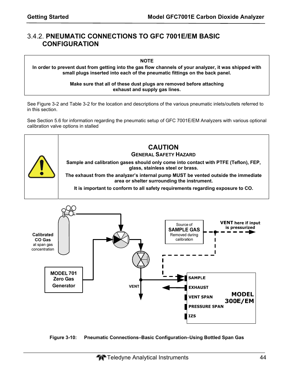 Caution | Teledyne GFC-7001E - Trace CO Analyzer User Manual | Page 44 / 321