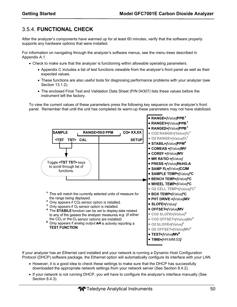 Functional check | Teledyne GFC-7001E - Trace CO Analyzer User Manual | Page 50 / 321