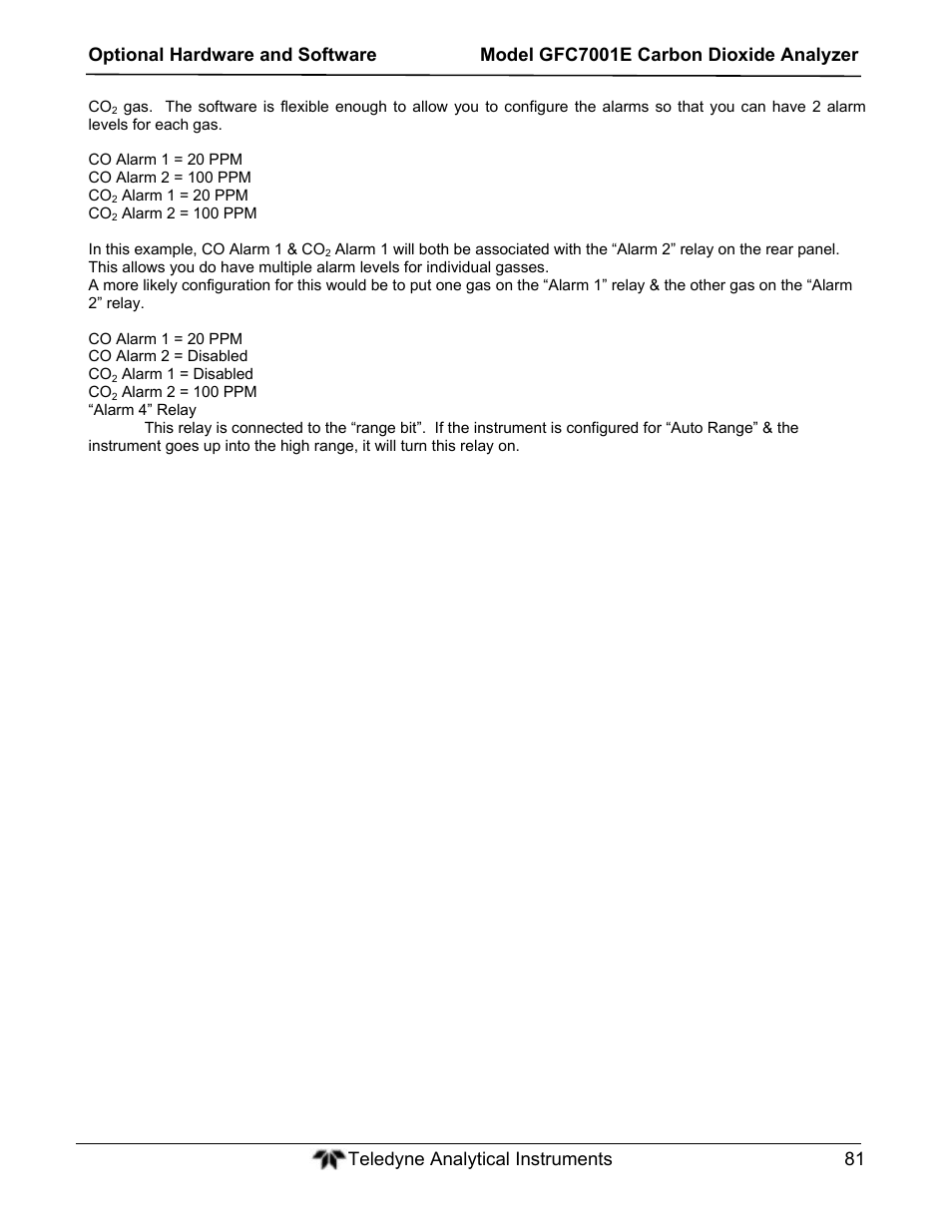 Teledyne GFC-7001E - Trace CO Analyzer User Manual | Page 81 / 321
