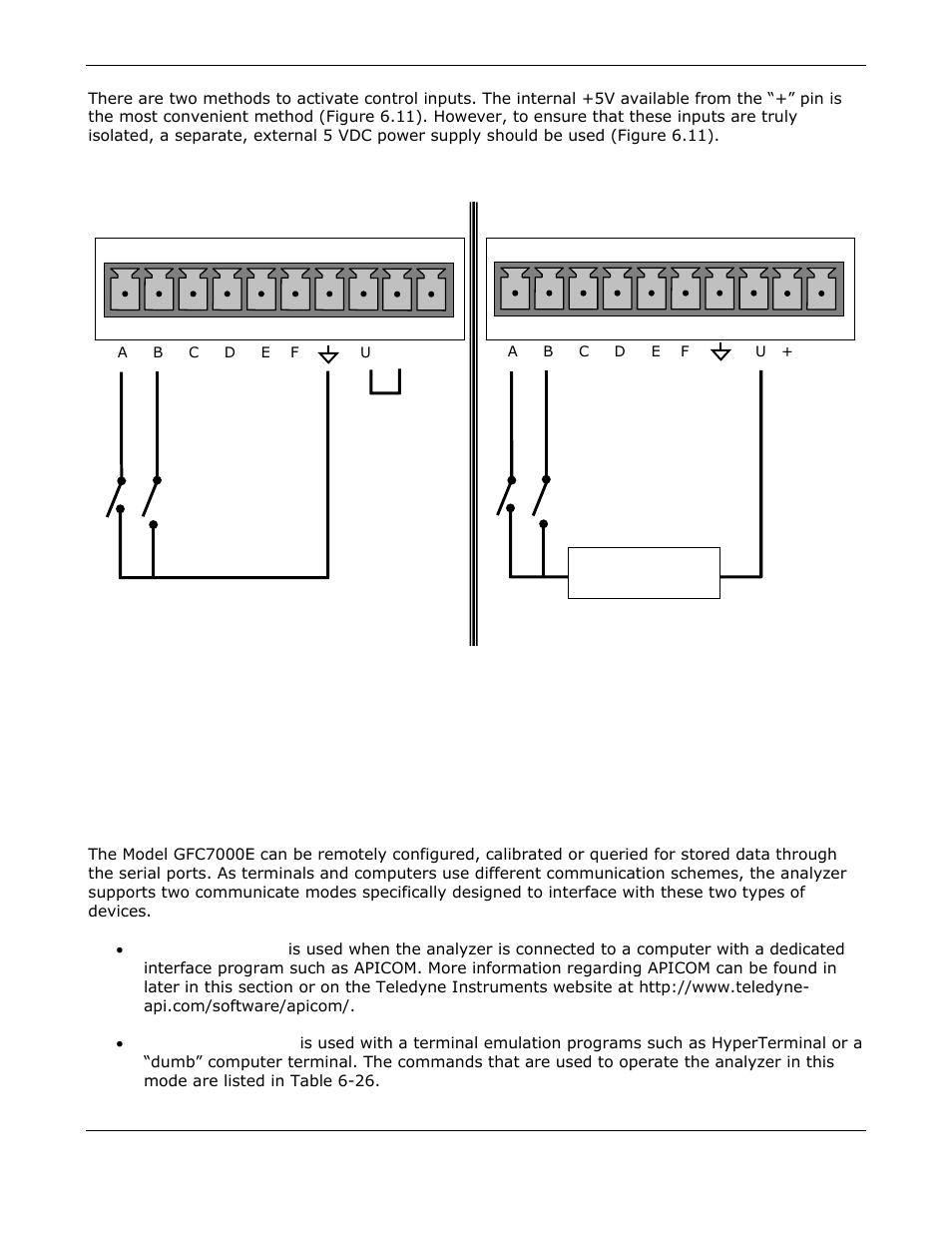 Remote operation using the external serial i/o | Teledyne GFC-7000E - Trace CO2 Analyzer User Manual | Page 128 / 265