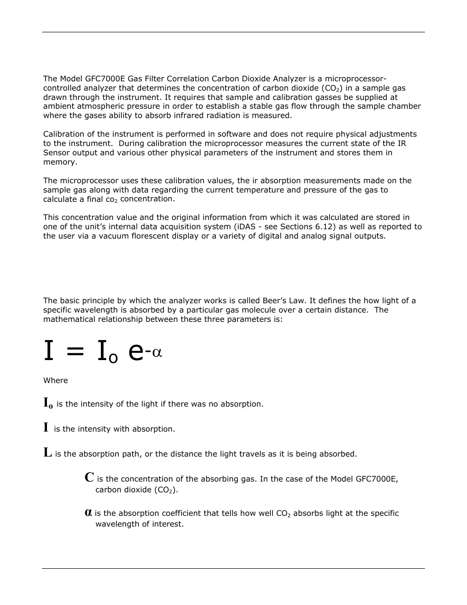 I = i, Theory of operation, Measurement method | Teledyne GFC-7000E - Trace CO2 Analyzer User Manual | Page 164 / 265