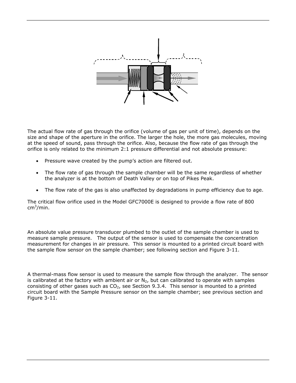 Sample pressure sensor, Sample flow sensor | Teledyne GFC-7000E - Trace CO2 Analyzer User Manual | Page 171 / 265