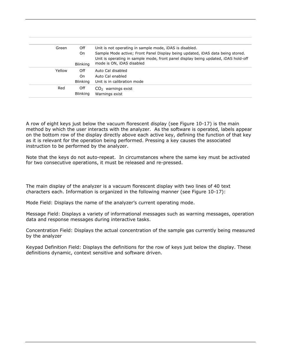 Keyboard, Display | Teledyne GFC-7000E - Trace CO2 Analyzer User Manual | Page 187 / 265