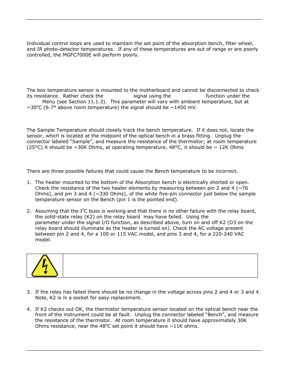 Temperature problems | Teledyne GFC-7000E - Trace CO2 Analyzer User Manual | Page 208 / 265