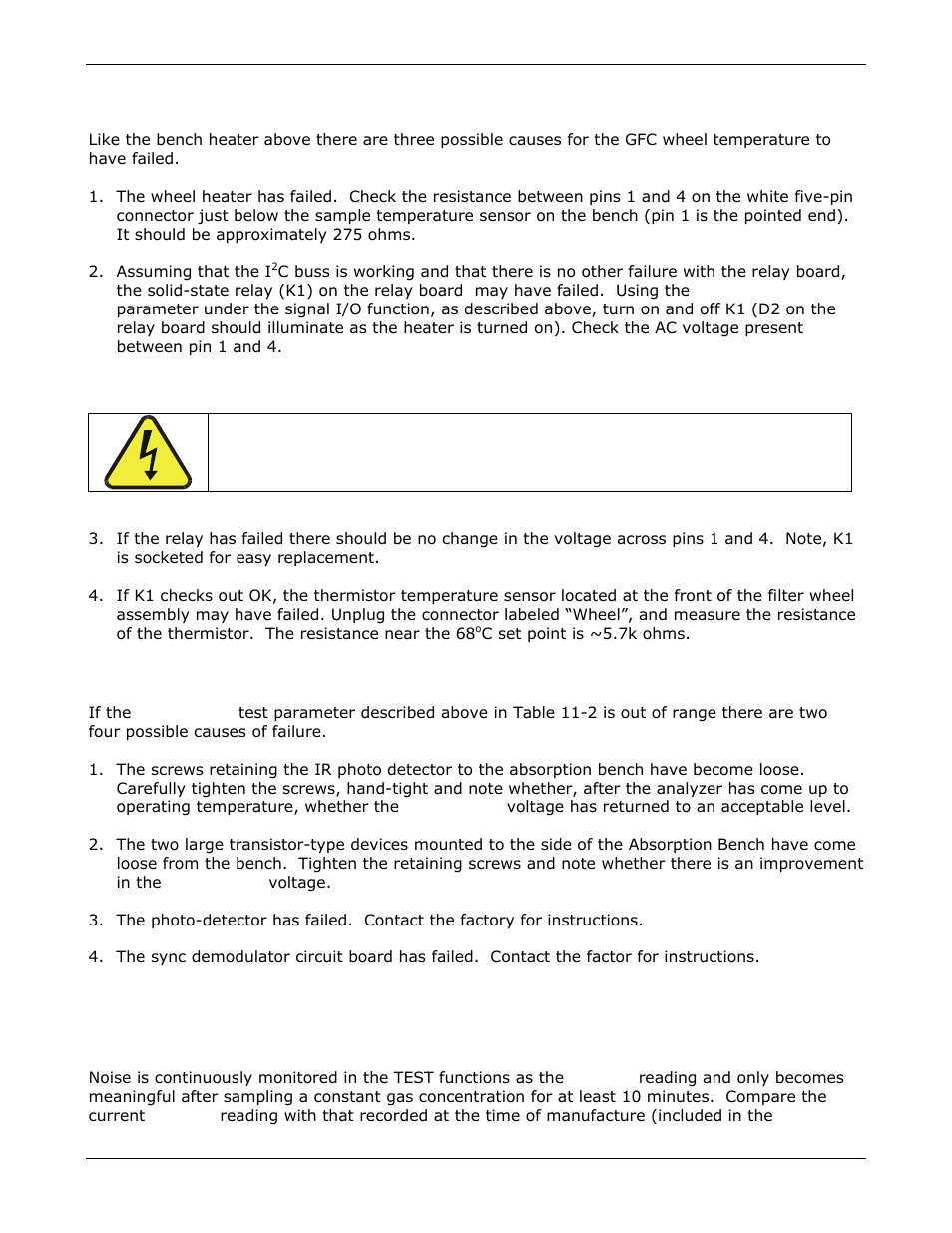 Excessive noise | Teledyne GFC-7000E - Trace CO2 Analyzer User Manual | Page 209 / 265