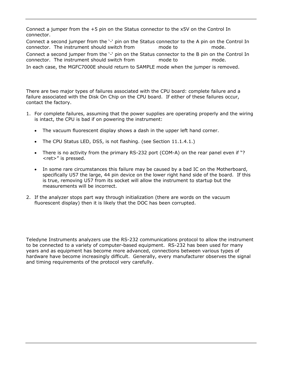 Rs-232 communications | Teledyne GFC-7000E - Trace CO2 Analyzer User Manual | Page 217 / 265