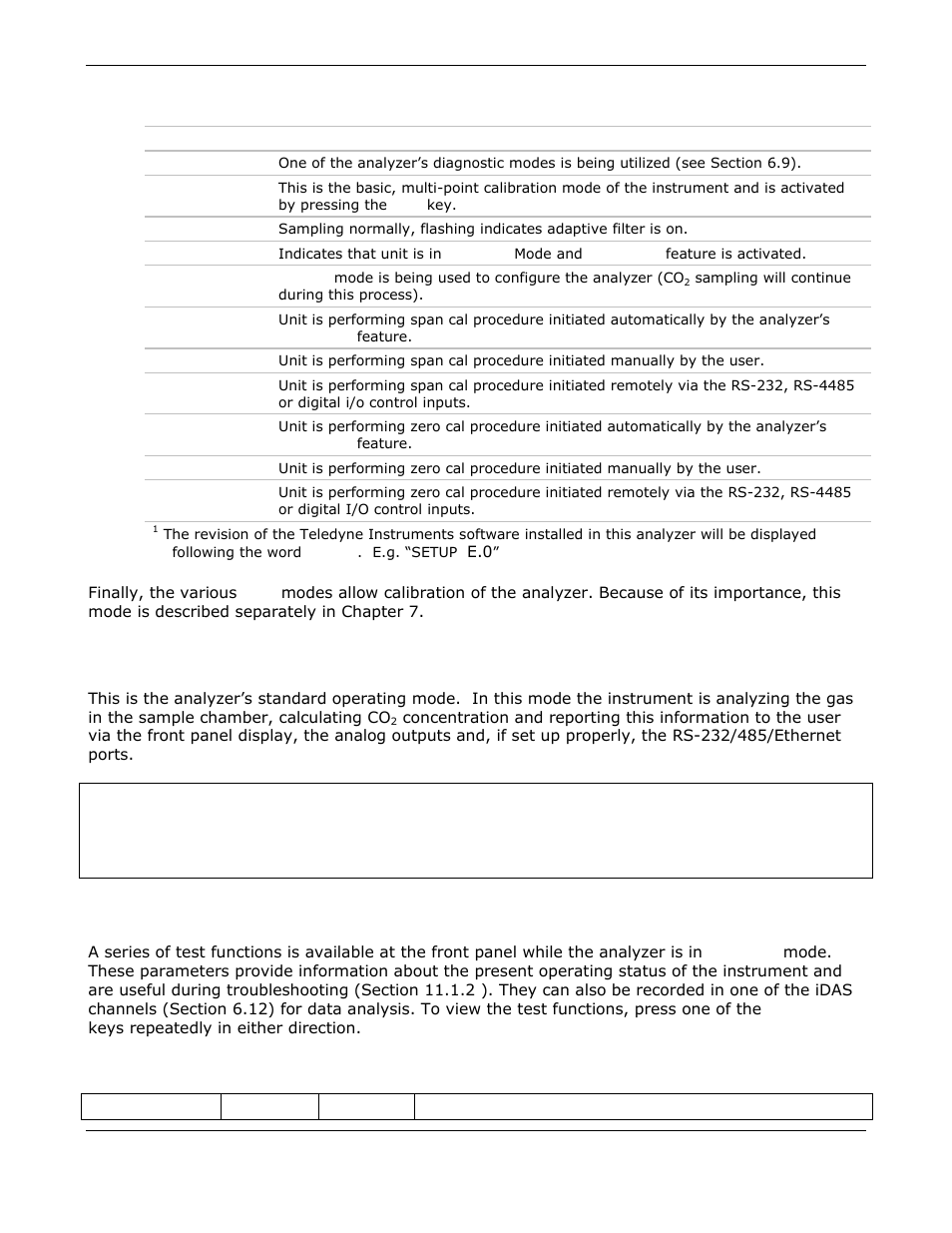 Sample mode, Test functions | Teledyne GFC-7000E - Trace CO2 Analyzer User Manual | Page 57 / 265