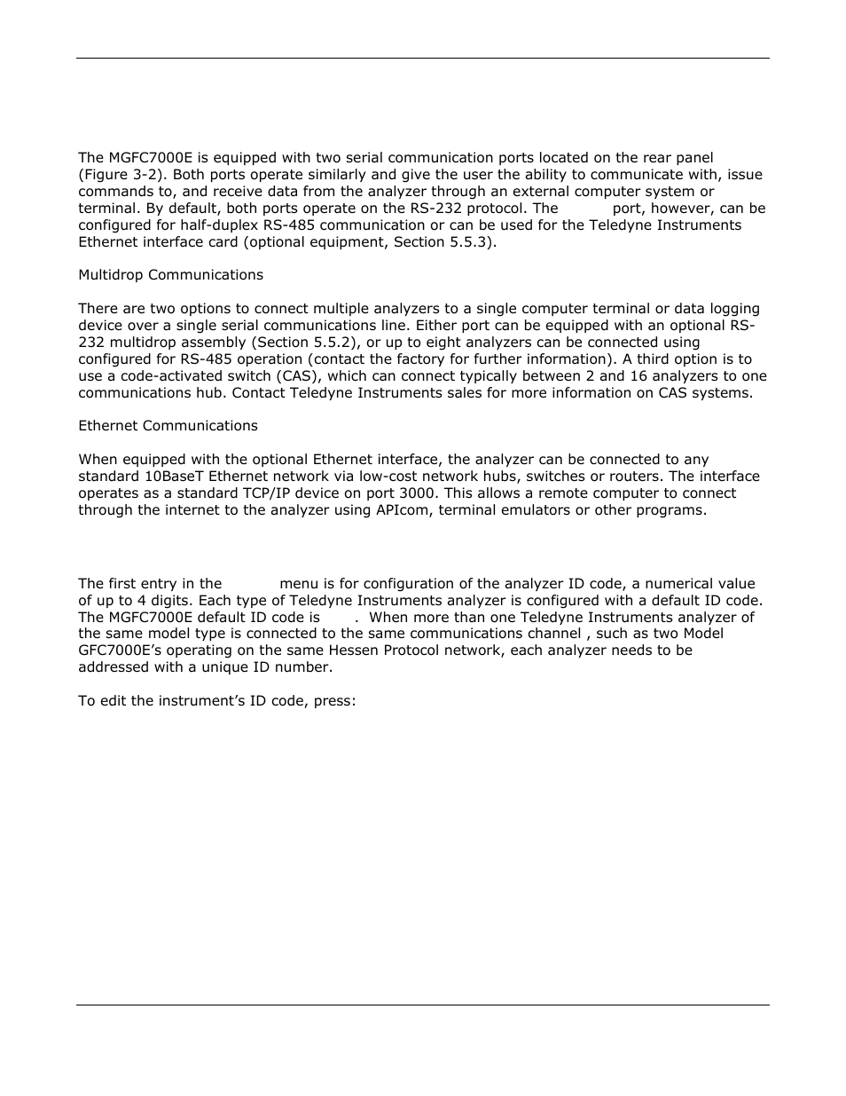 Analyzer id code | Teledyne GFC-7000E - Trace CO2 Analyzer User Manual | Page 93 / 265
