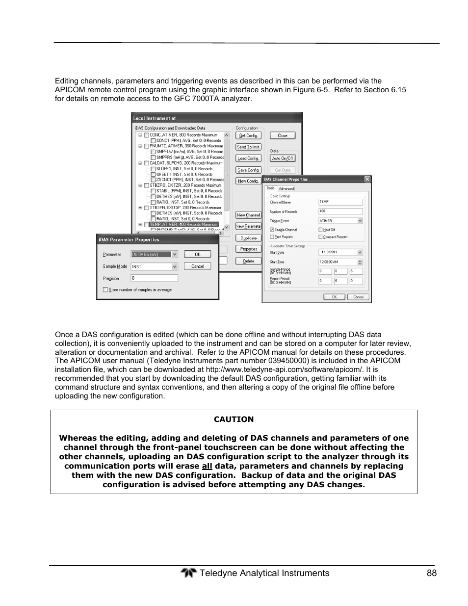 Remote das configuration | Teledyne GFC-7000T - Trace CO2 Analyzer - manual User Manual | Page 106 / 280