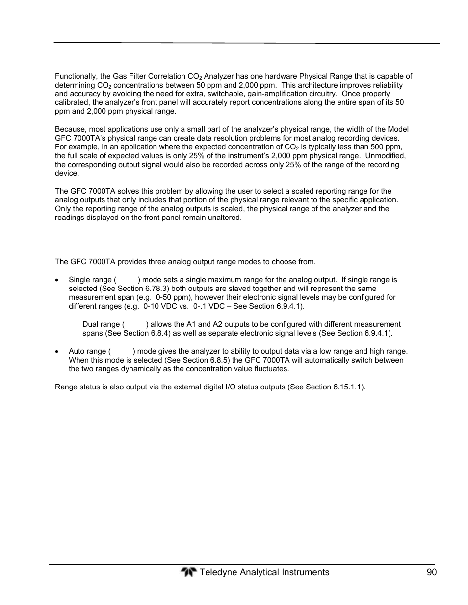 Reporting range modes | Teledyne GFC-7000T - Trace CO2 Analyzer - manual User Manual | Page 108 / 280