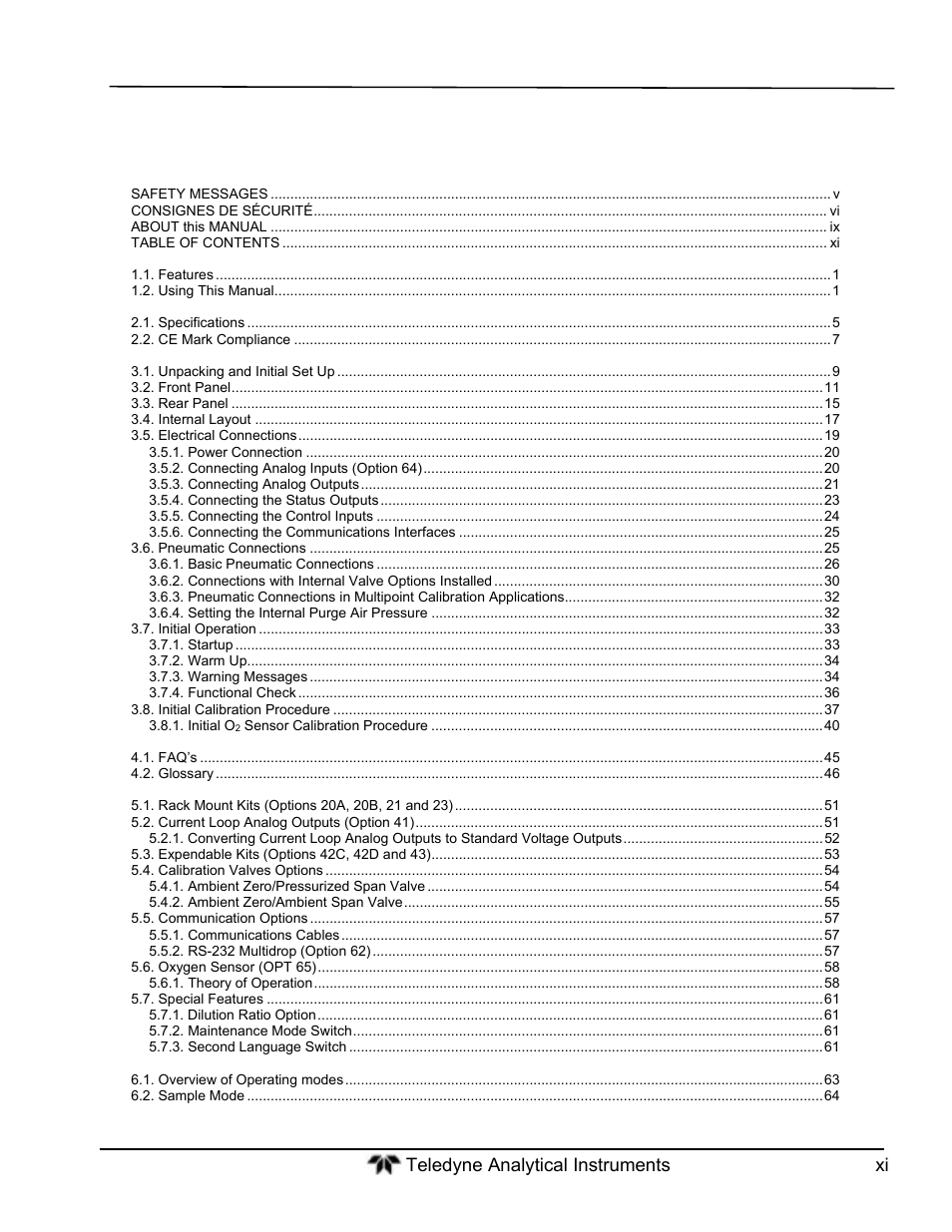 Teledyne GFC-7000T - Trace CO2 Analyzer - manual User Manual | Page 11 / 280