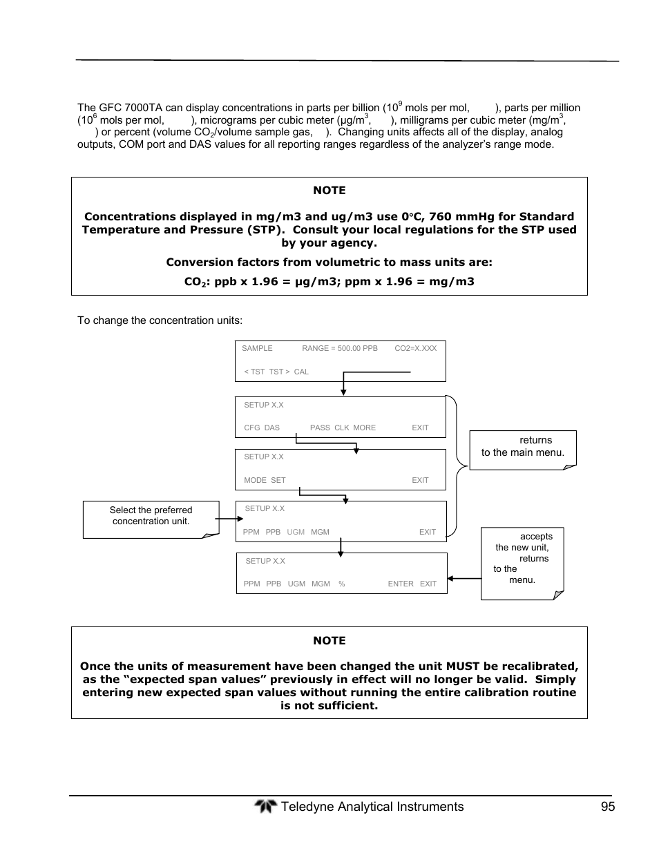 Range units | Teledyne GFC-7000T - Trace CO2 Analyzer - manual User Manual | Page 113 / 280