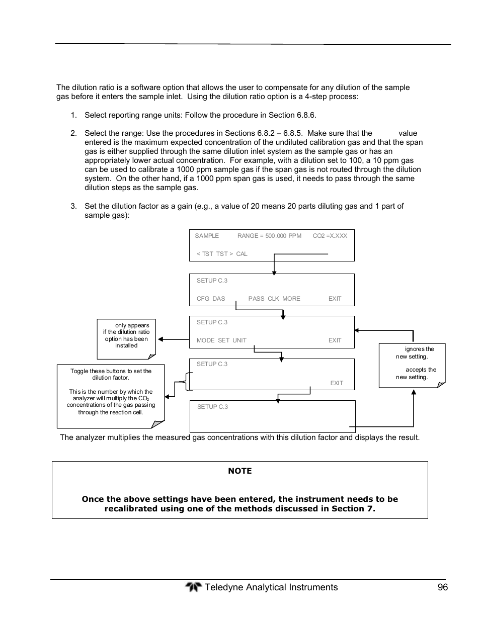 Dilution ratio | Teledyne GFC-7000T - Trace CO2 Analyzer - manual User Manual | Page 114 / 280