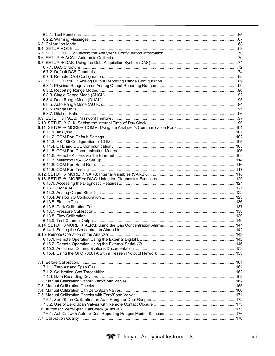 Teledyne GFC-7000T - Trace CO2 Analyzer - manual User Manual | Page 12 / 280