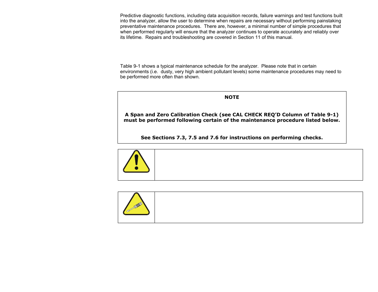 Maintenance schedule & procedures, Maintenance schedule | Teledyne GFC-7000T - Trace CO2 Analyzer - manual User Manual | Page 197 / 280