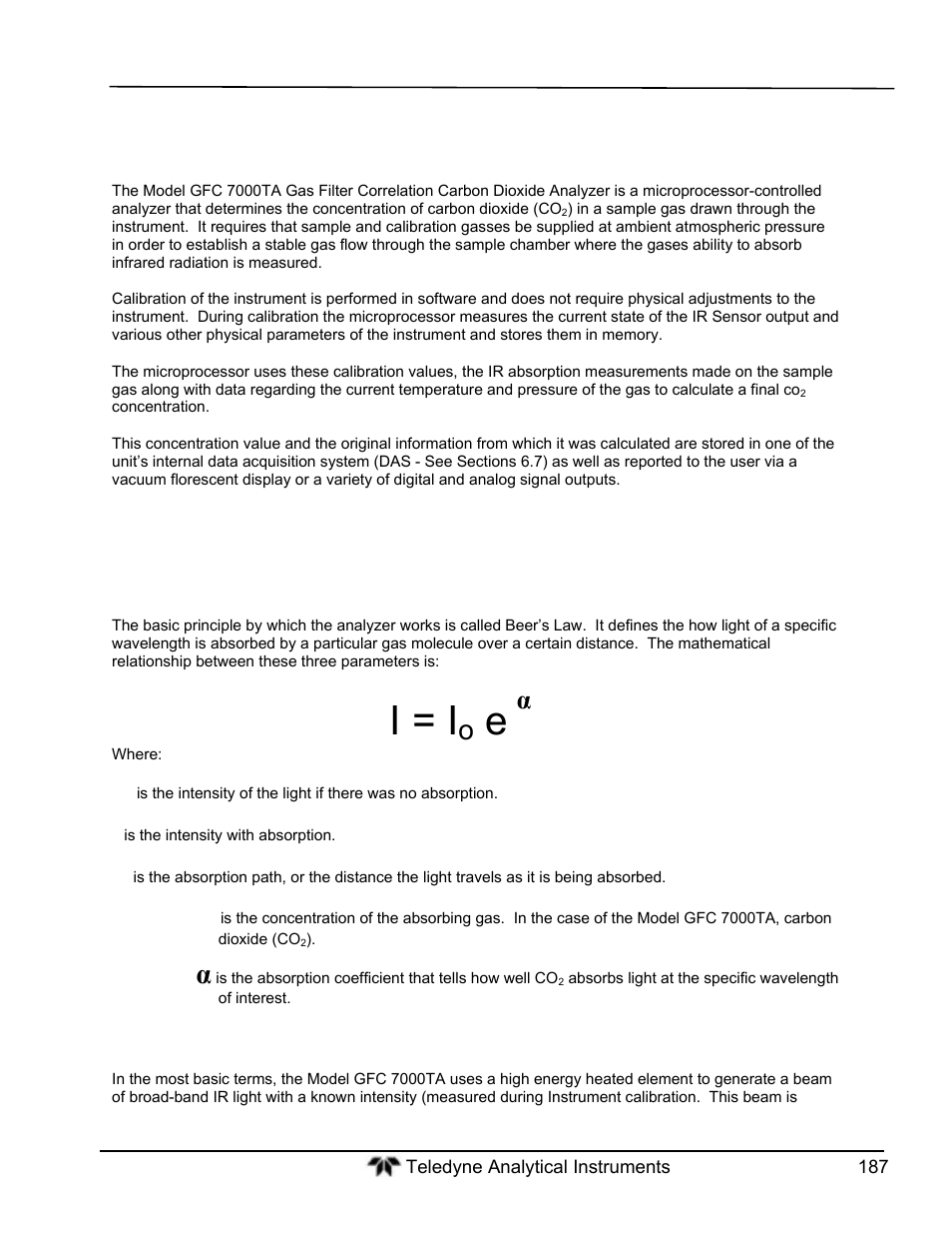 I = i, Theory of operation, Measurement method | Teledyne GFC-7000T - Trace CO2 Analyzer - manual User Manual | Page 205 / 280