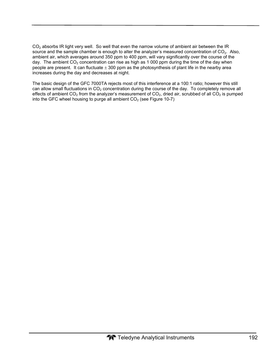 Interference rejection | Teledyne GFC-7000T - Trace CO2 Analyzer - manual User Manual | Page 210 / 280