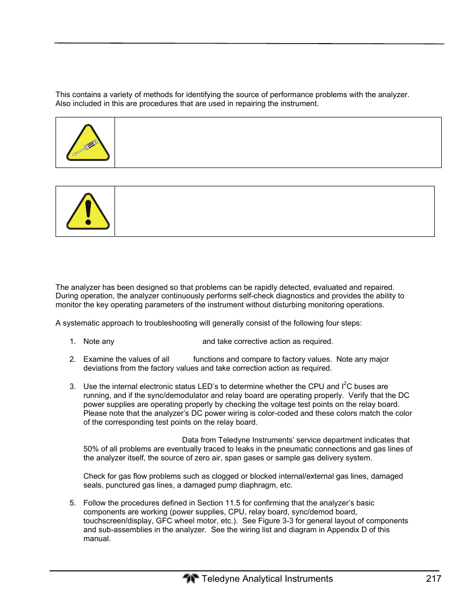 Troubleshooting & repair procedures, General troubleshooting hints | Teledyne GFC-7000T - Trace CO2 Analyzer - manual User Manual | Page 235 / 280