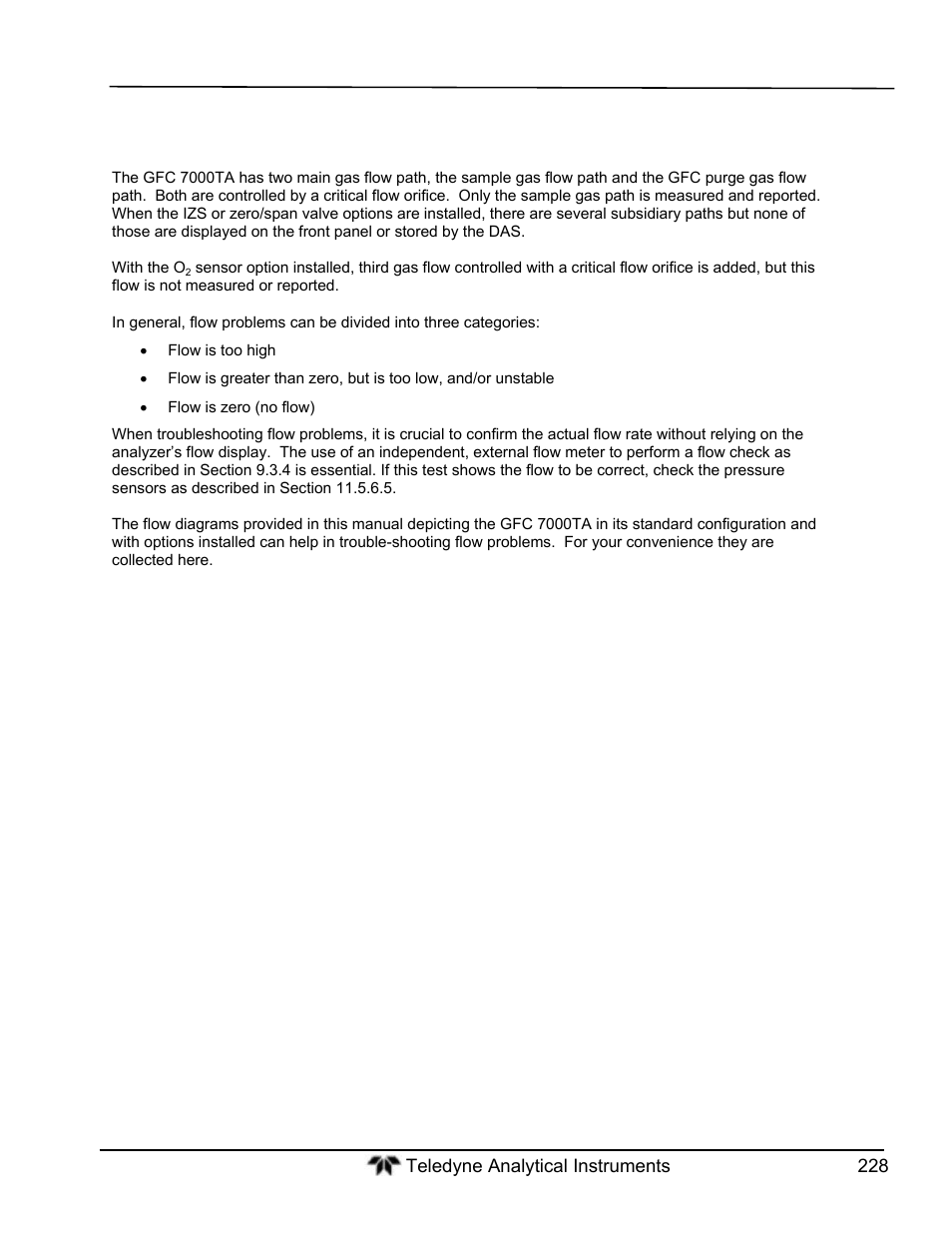 Gas flow problems | Teledyne GFC-7000T - Trace CO2 Analyzer - manual User Manual | Page 246 / 280