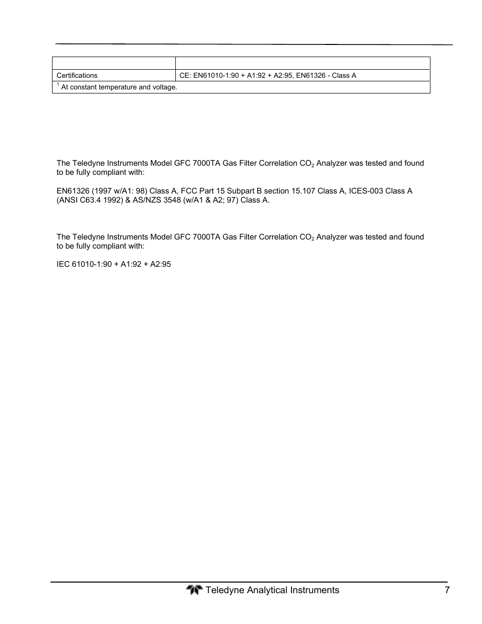 Ce mark compliance | Teledyne GFC-7000T - Trace CO2 Analyzer - manual User Manual | Page 25 / 280