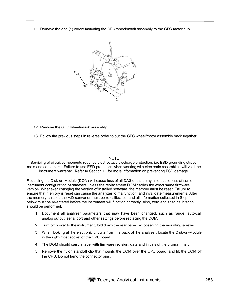 Disk-on-module replacement procedure | Teledyne GFC-7000T - Trace CO2 Analyzer - manual User Manual | Page 271 / 280