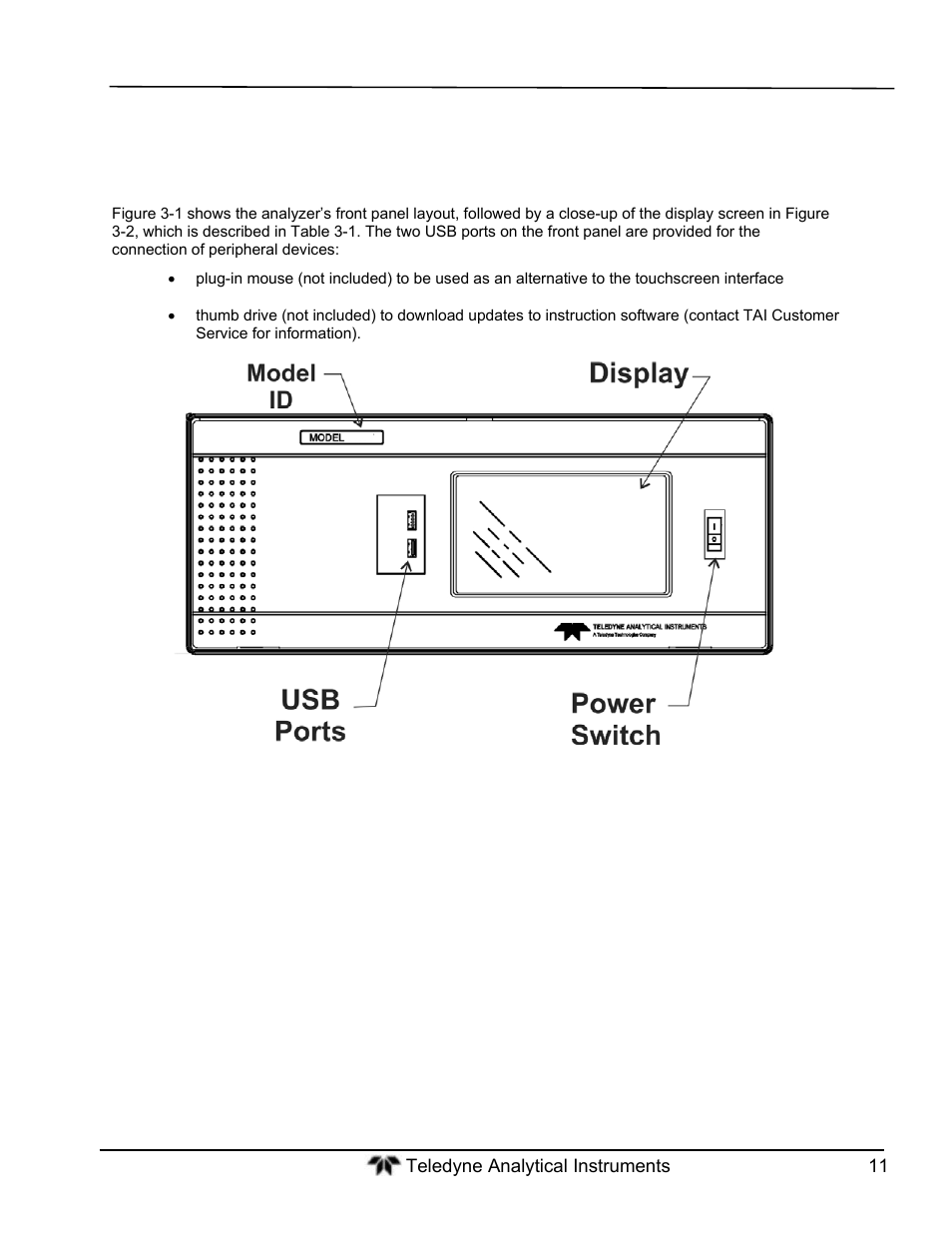 Front panel | Teledyne GFC-7000T - Trace CO2 Analyzer - manual User Manual | Page 29 / 280