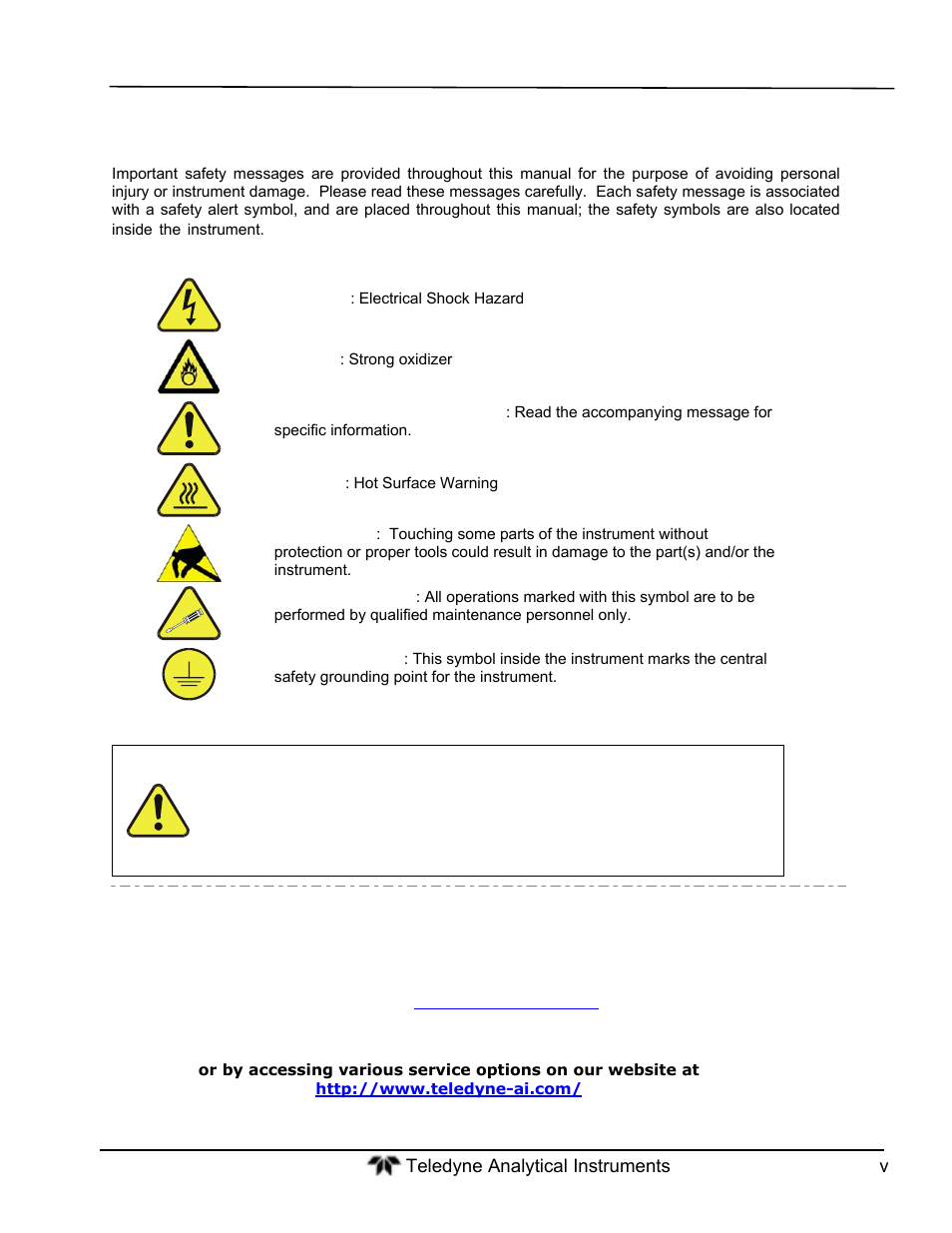 Safety messages | Teledyne GFC-7000T - Trace CO2 Analyzer - manual User Manual | Page 5 / 280