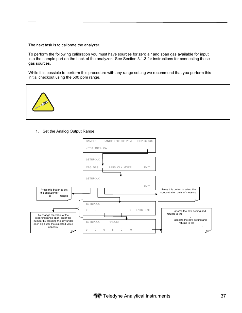 Initial calibration procedure | Teledyne GFC-7000T - Trace CO2 Analyzer - manual User Manual | Page 55 / 280