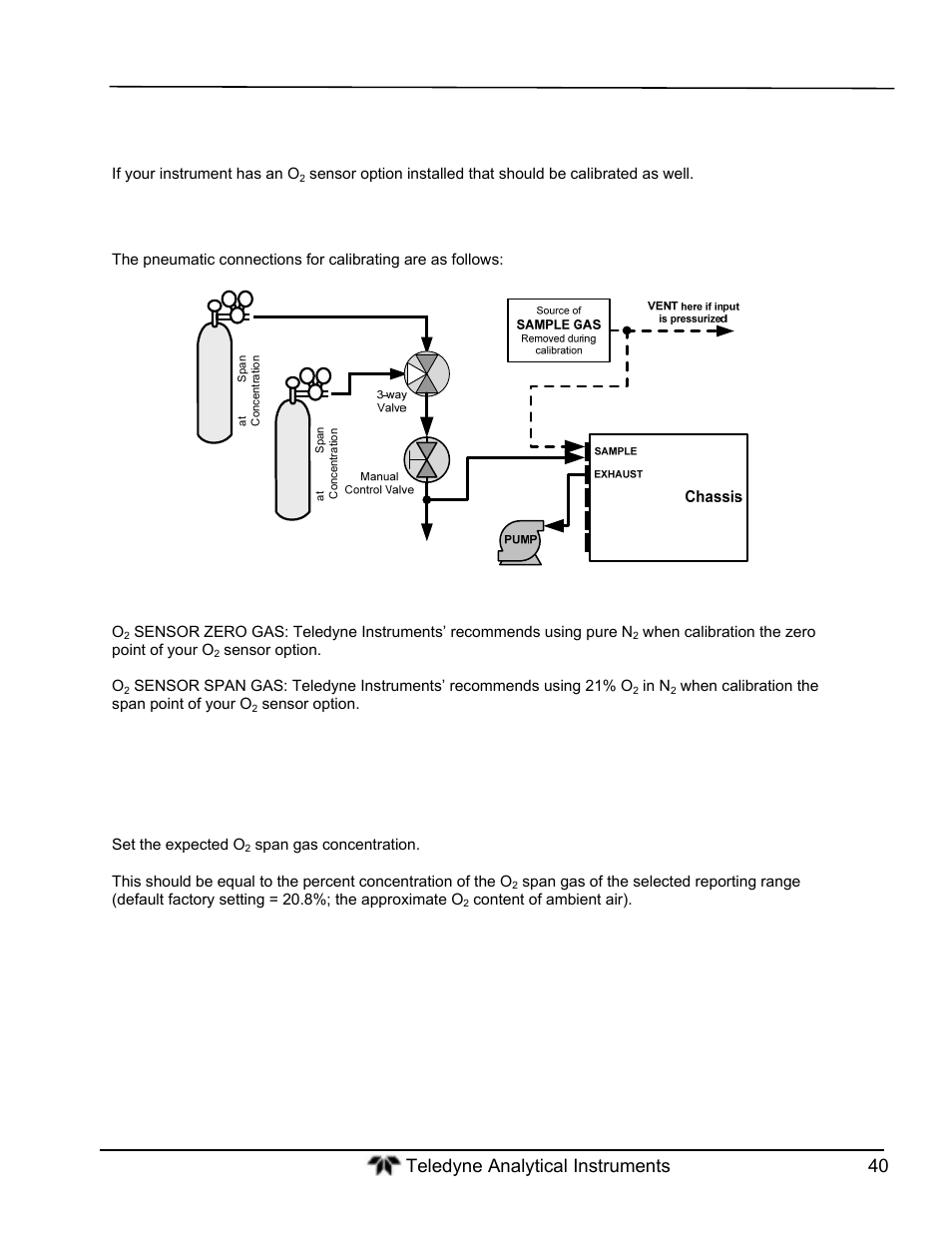 Initial o, Sensor calibration procedure, Calibration setup | Calibration method | Teledyne GFC-7000T - Trace CO2 Analyzer - manual User Manual | Page 58 / 280