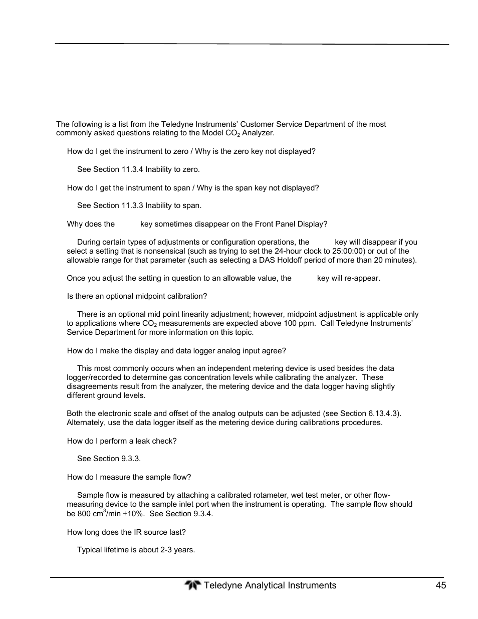 Frequently asked questions, Faq’s | Teledyne GFC-7000T - Trace CO2 Analyzer - manual User Manual | Page 63 / 280