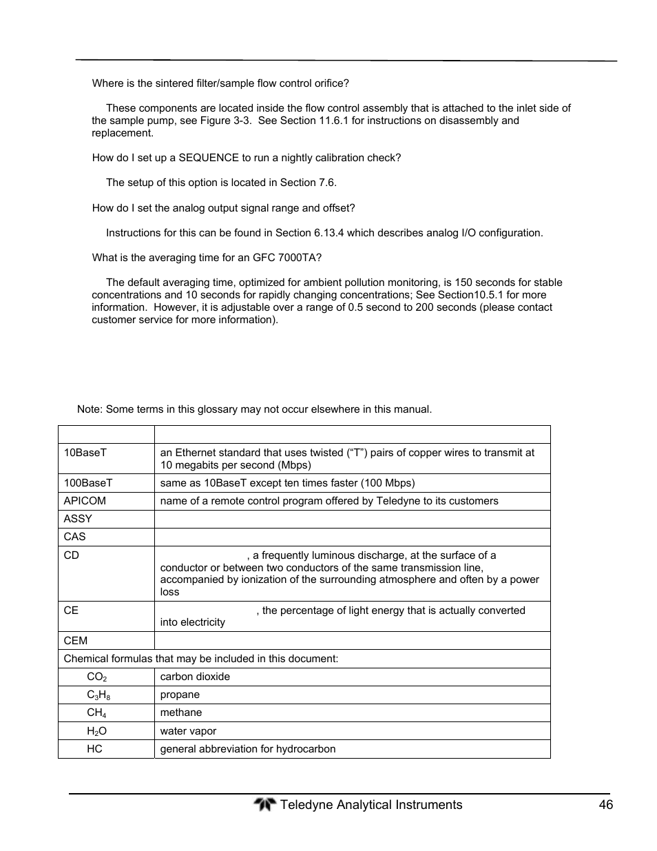 Glossary | Teledyne GFC-7000T - Trace CO2 Analyzer - manual User Manual | Page 64 / 280