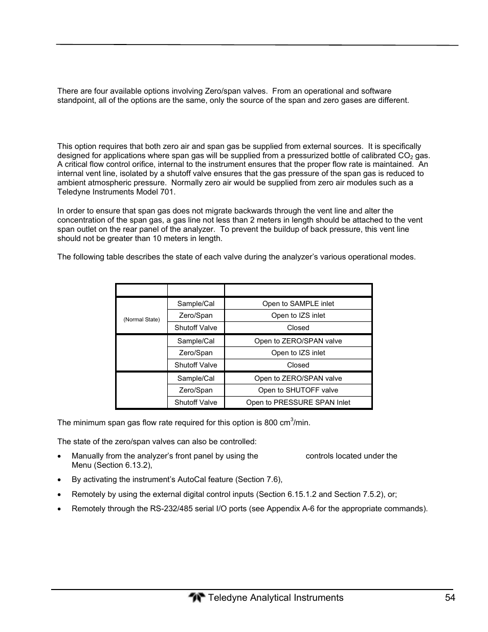 Calibration valves options, Ambient zero/pressurized span valve | Teledyne GFC-7000T - Trace CO2 Analyzer - manual User Manual | Page 72 / 280