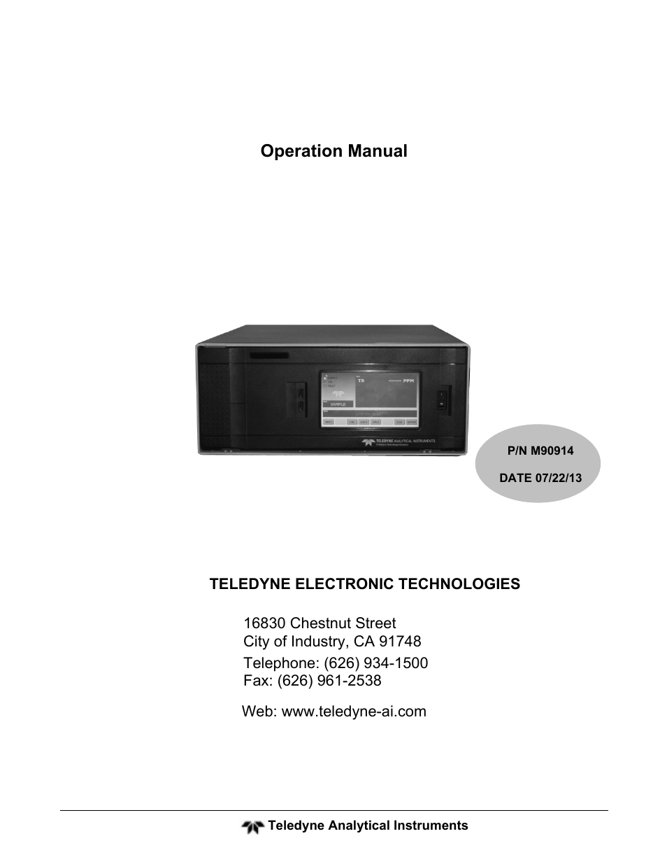 Teledyne GFC-7001T - Trace CO Analyzer User Manual | 326 pages