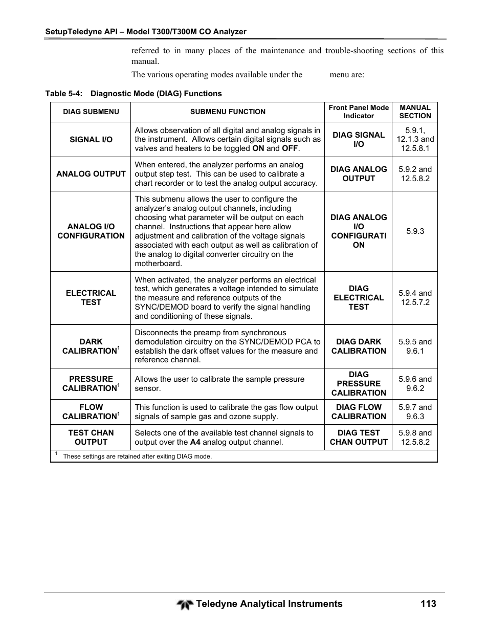 Teledyne GFC-7001T - Trace CO Analyzer User Manual | Page 113 / 326