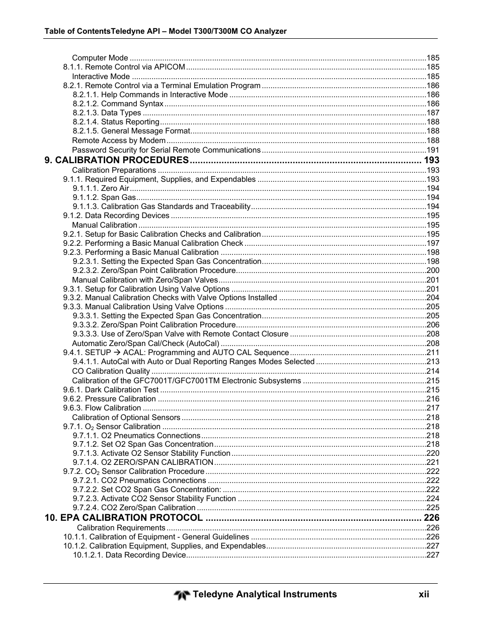 Teledyne GFC-7001T - Trace CO Analyzer User Manual | Page 12 / 326