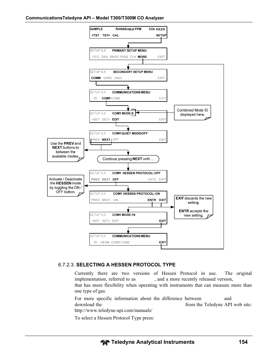 Teledyne GFC-7001T - Trace CO Analyzer User Manual | Page 154 / 326