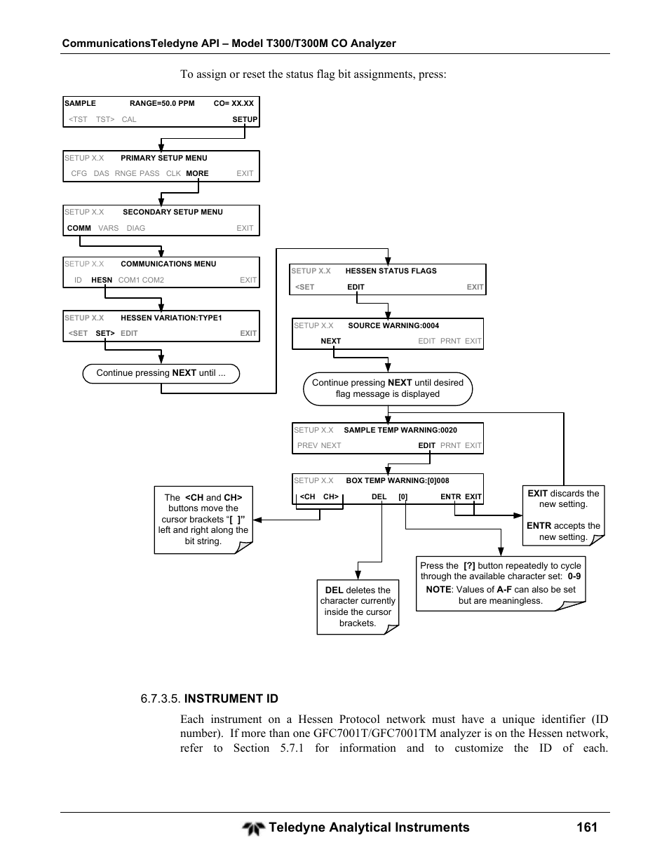 Teledyne analytical instruments 161 | Teledyne GFC-7001T - Trace CO Analyzer User Manual | Page 161 / 326