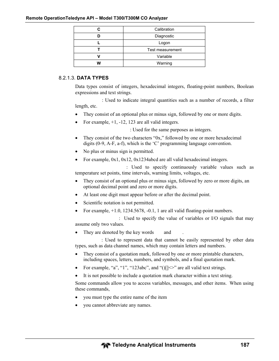 Teledyne GFC-7001T - Trace CO Analyzer User Manual | Page 187 / 326