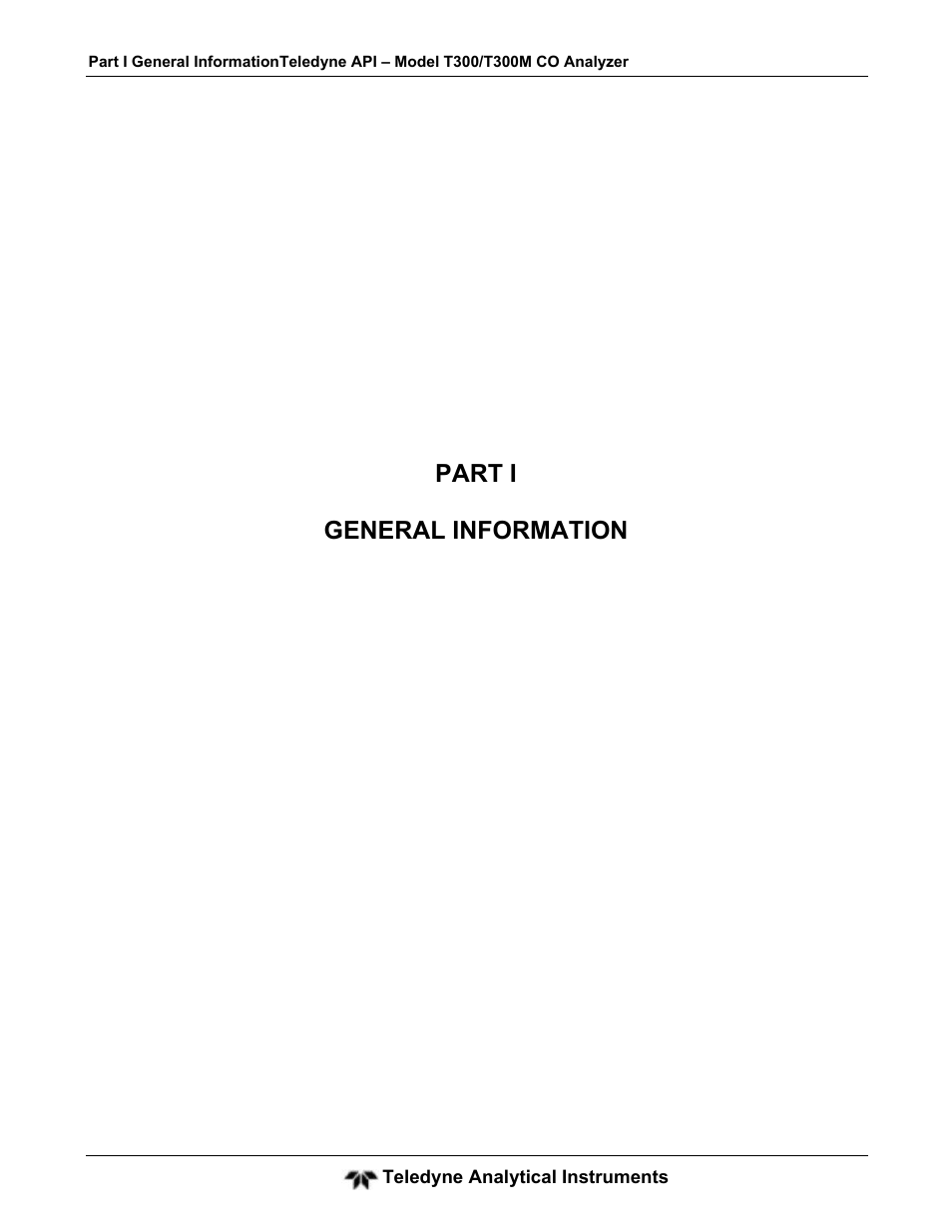 Part i general information | Teledyne GFC-7001T - Trace CO Analyzer User Manual | Page 21 / 326