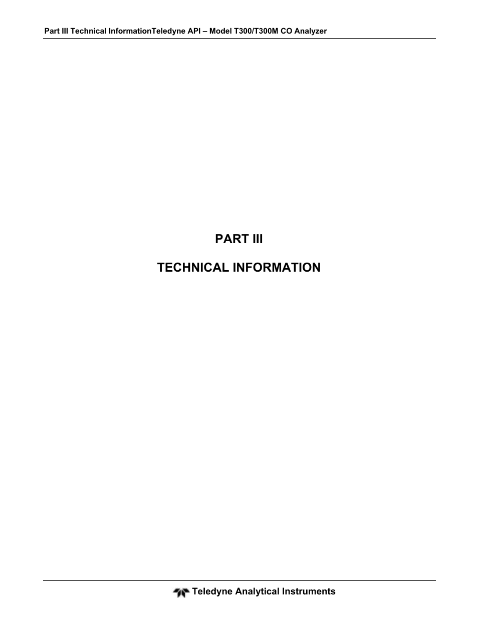 Part iii technical information | Teledyne GFC-7001T - Trace CO Analyzer User Manual | Page 237 / 326