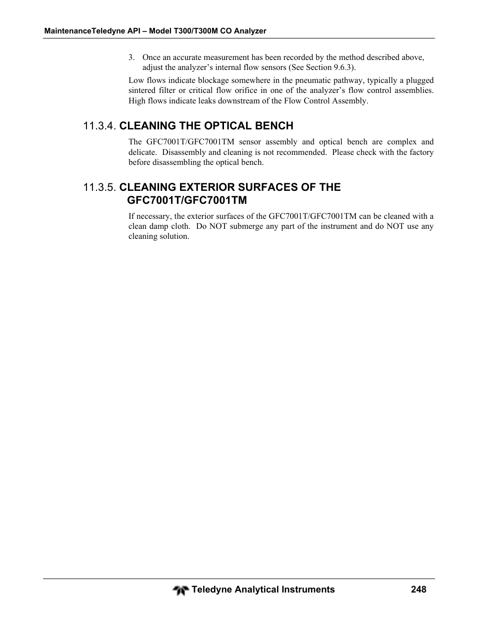 Teledyne GFC-7001T - Trace CO Analyzer User Manual | Page 248 / 326