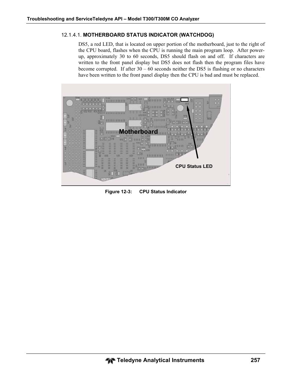 Motherboard | Teledyne GFC-7001T - Trace CO Analyzer User Manual | Page 257 / 326