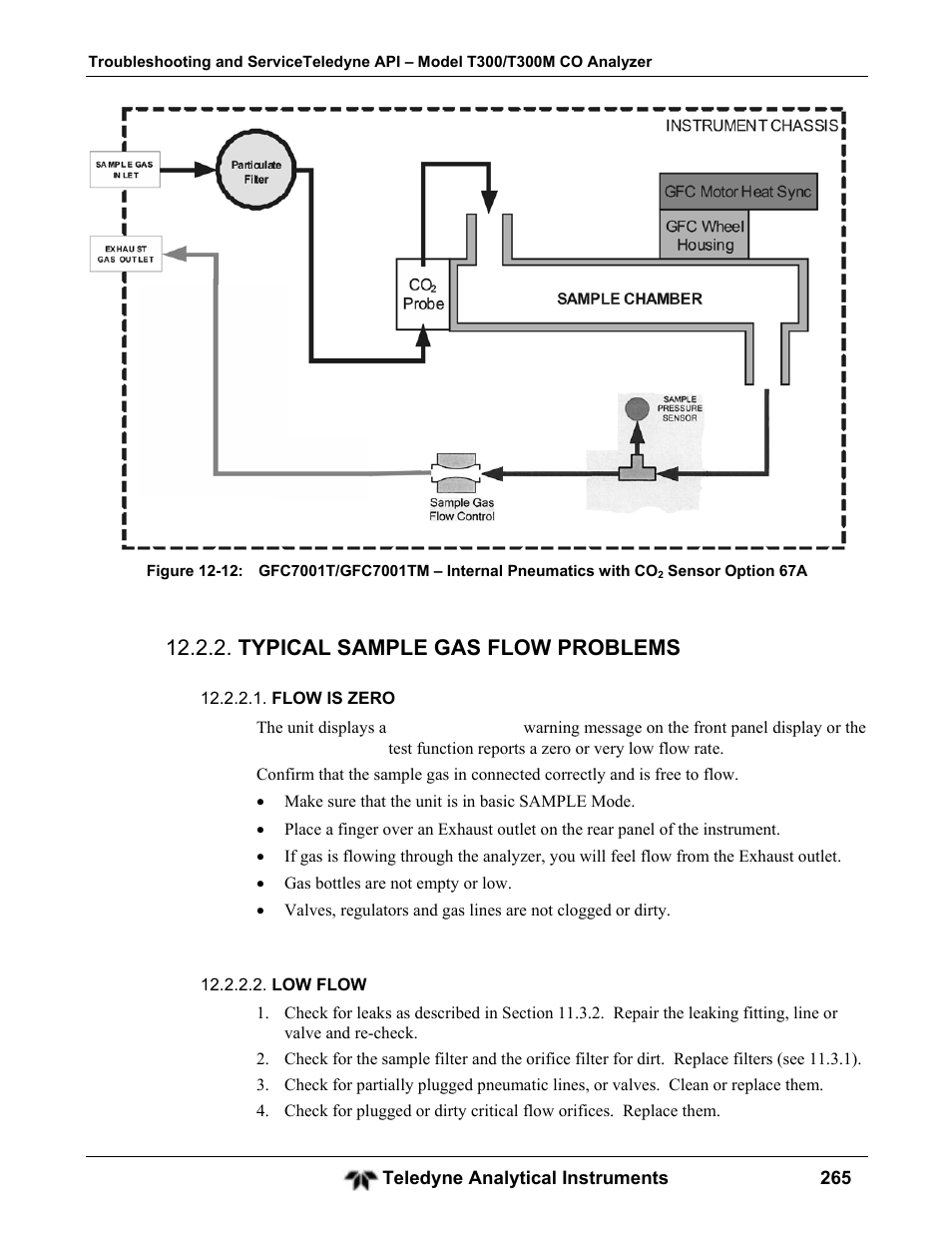 Typical sample gas flow problems | Teledyne GFC-7001T - Trace CO Analyzer User Manual | Page 265 / 326