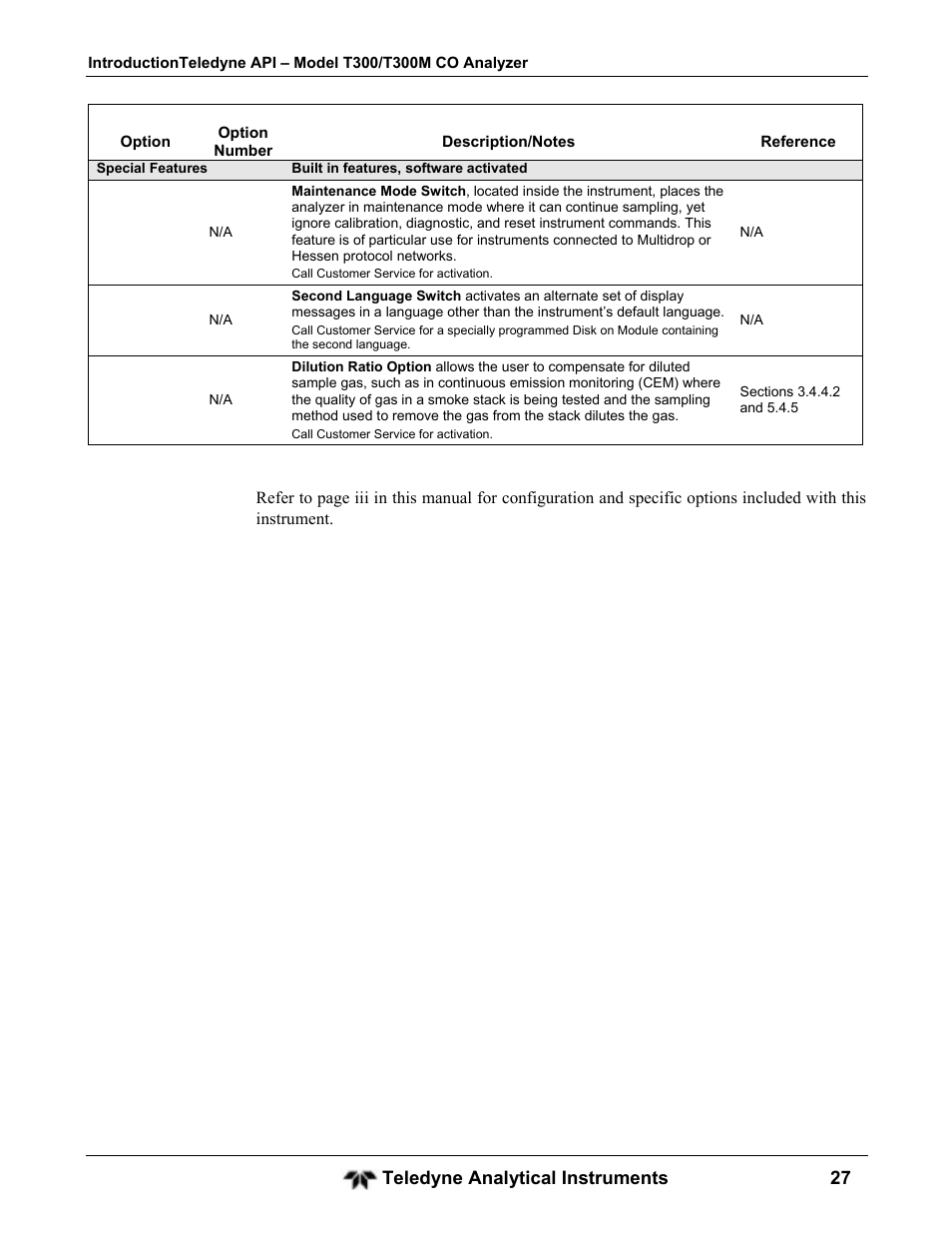 Teledyne GFC-7001T - Trace CO Analyzer User Manual | Page 27 / 326