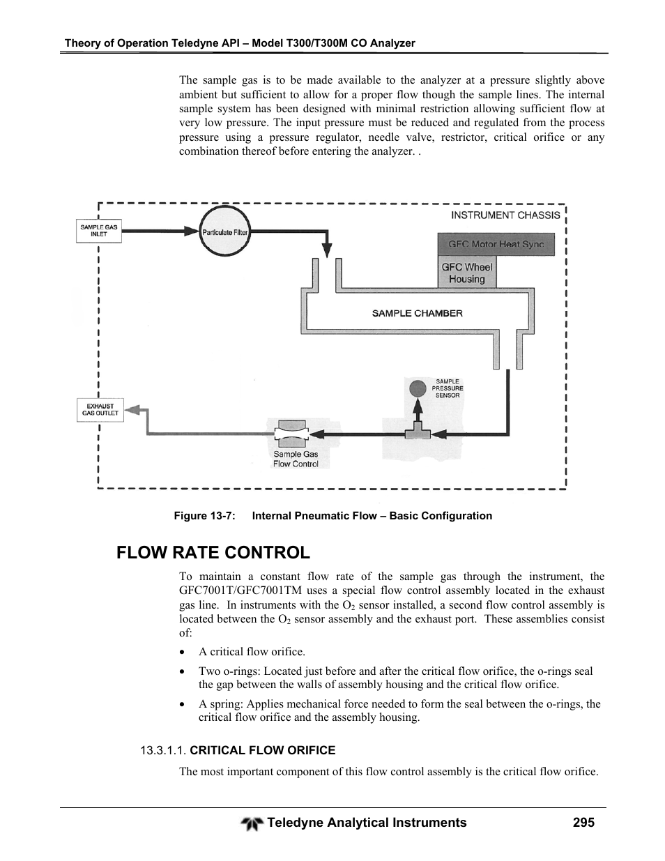 Flow rate control | Teledyne GFC-7001T - Trace CO Analyzer User Manual | Page 295 / 326