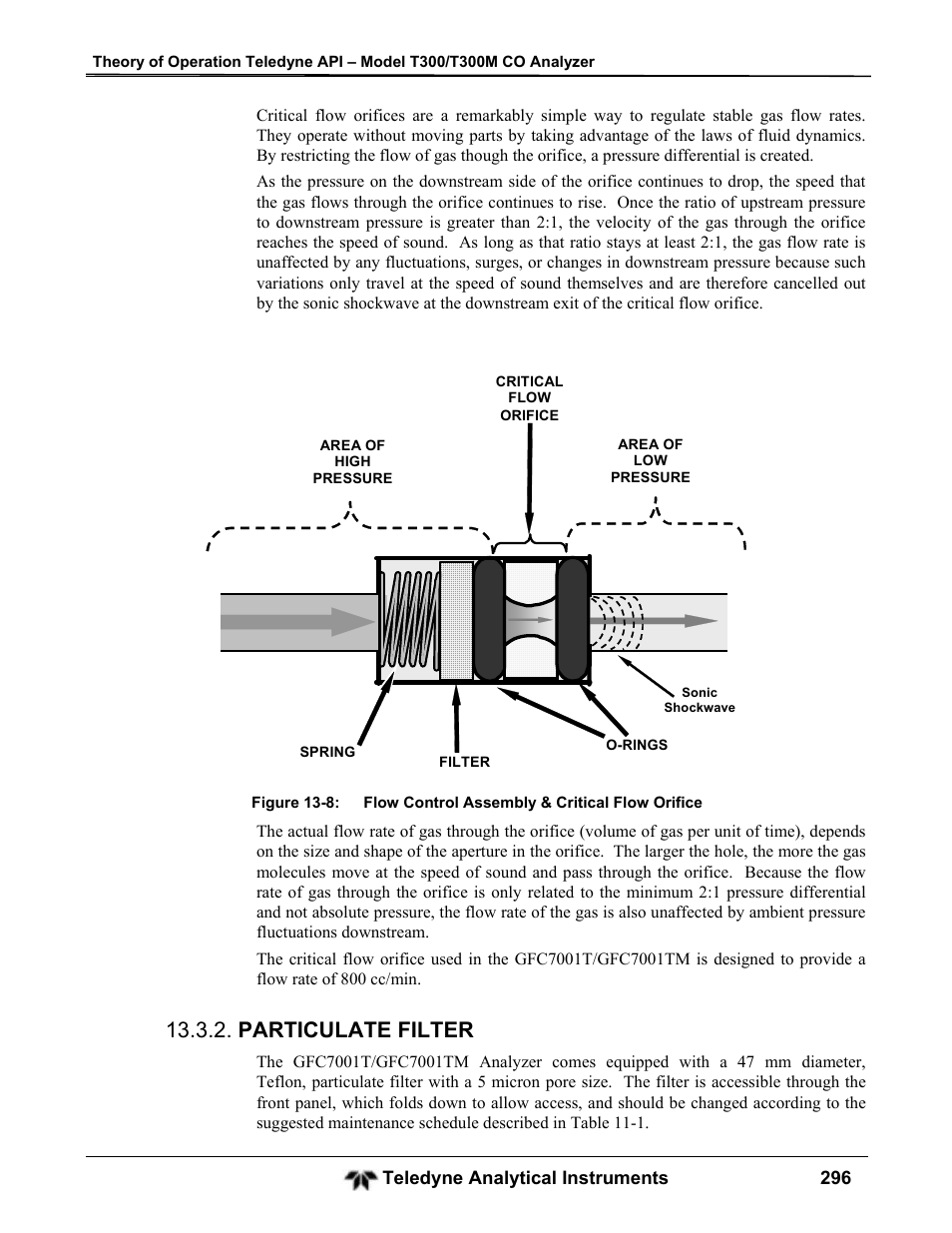 Particulate filter | Teledyne GFC-7001T - Trace CO Analyzer User Manual | Page 296 / 326
