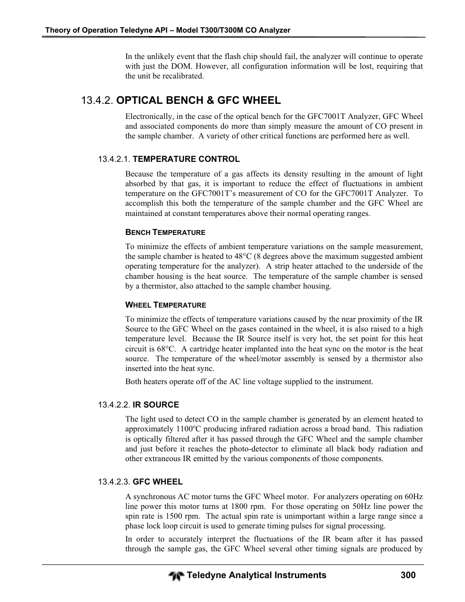 Optical bench & gfc wheel | Teledyne GFC-7001T - Trace CO Analyzer User Manual | Page 300 / 326