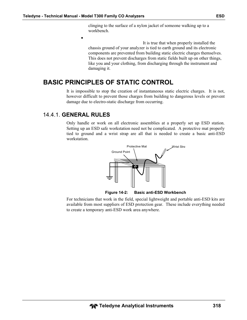 Basic principles of static control, General rules | Teledyne GFC-7001T - Trace CO Analyzer User Manual | Page 318 / 326